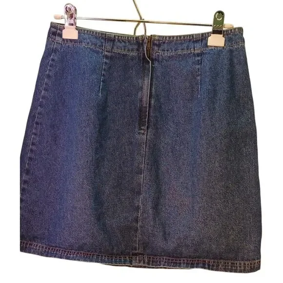 Vintage Route 66 Denim Mini Skirt with Floral Embroidery Size Small - Picture 2 of 7
